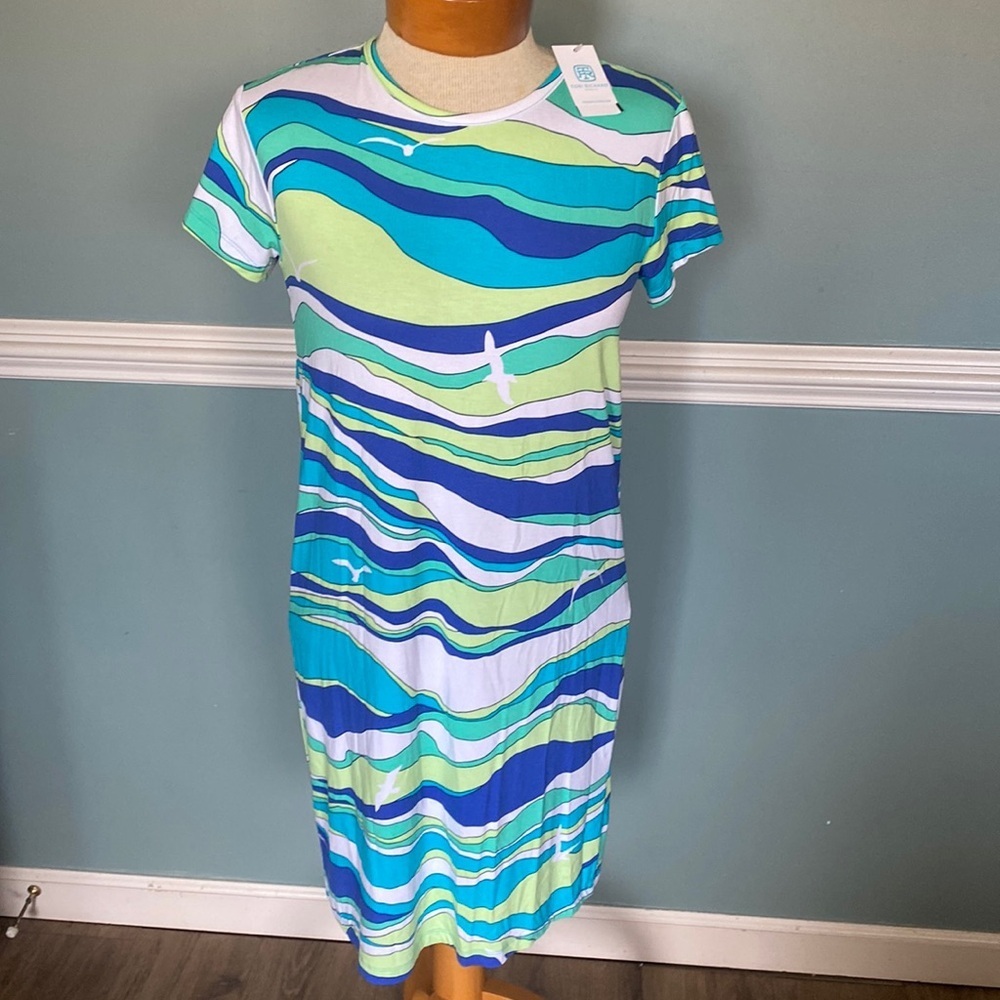 NWT Tori Richard’s seagull wave shirt dress XS Hawaiian resortwear vacation